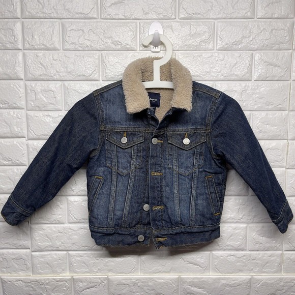 GAP Other - Gap Kids Size XS Sherpa Lined Dark Wash Jean Jacket EUC